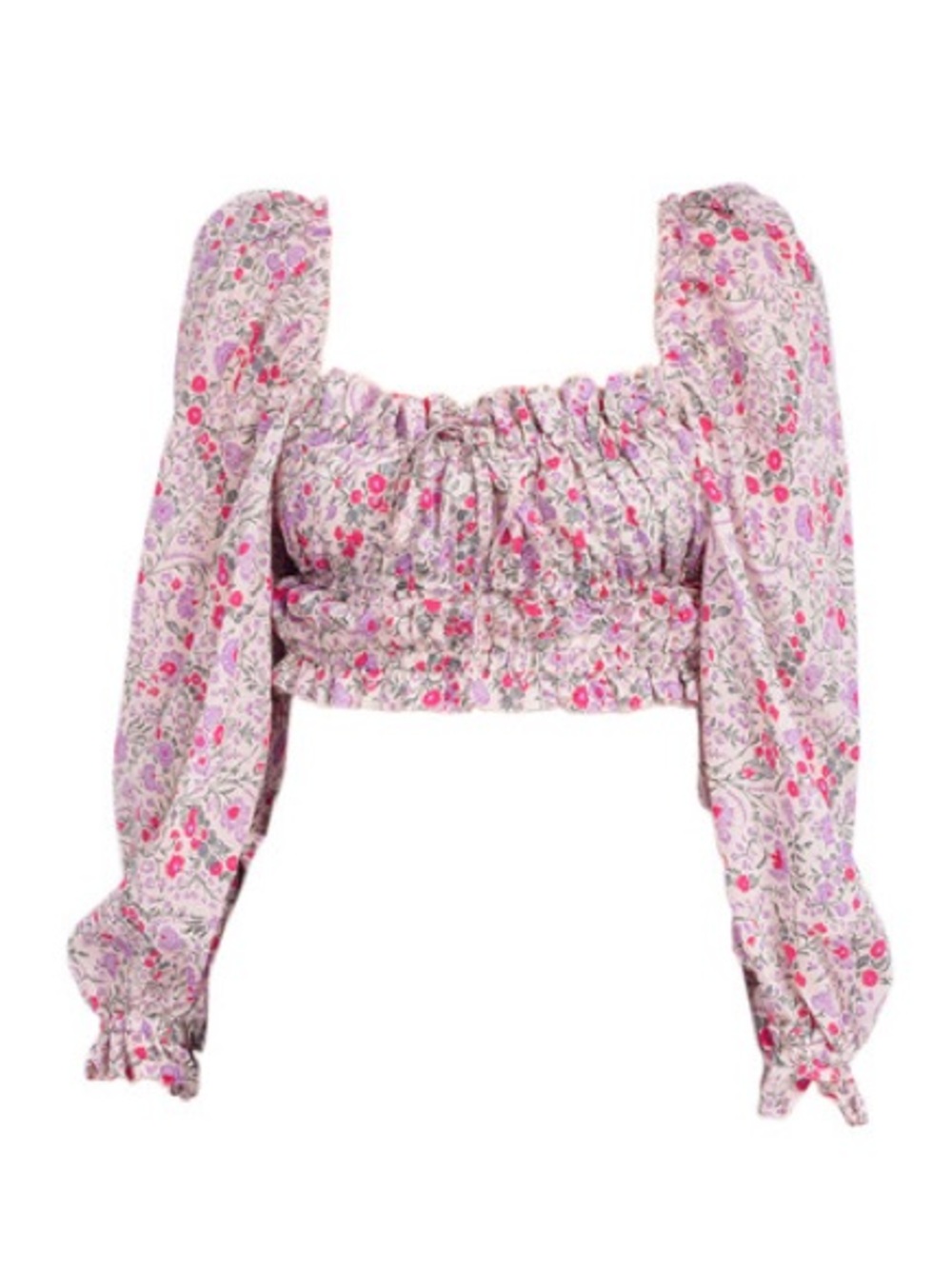 Sabina Musayev Cream Floral Smocked Cottagecore Crop Top Size‎ M Maelys Top
